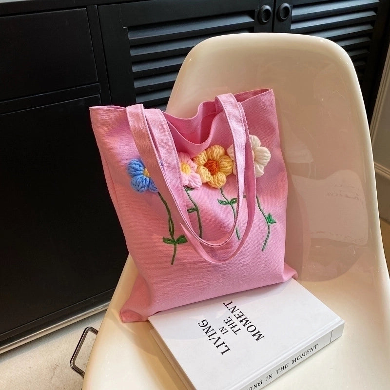 Women's Streetwear Flower Canvas Shopping Bags
