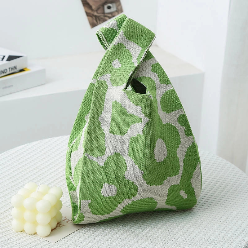 Women's Small Knit Color Block Streetwear Square Open Shoulder Bag