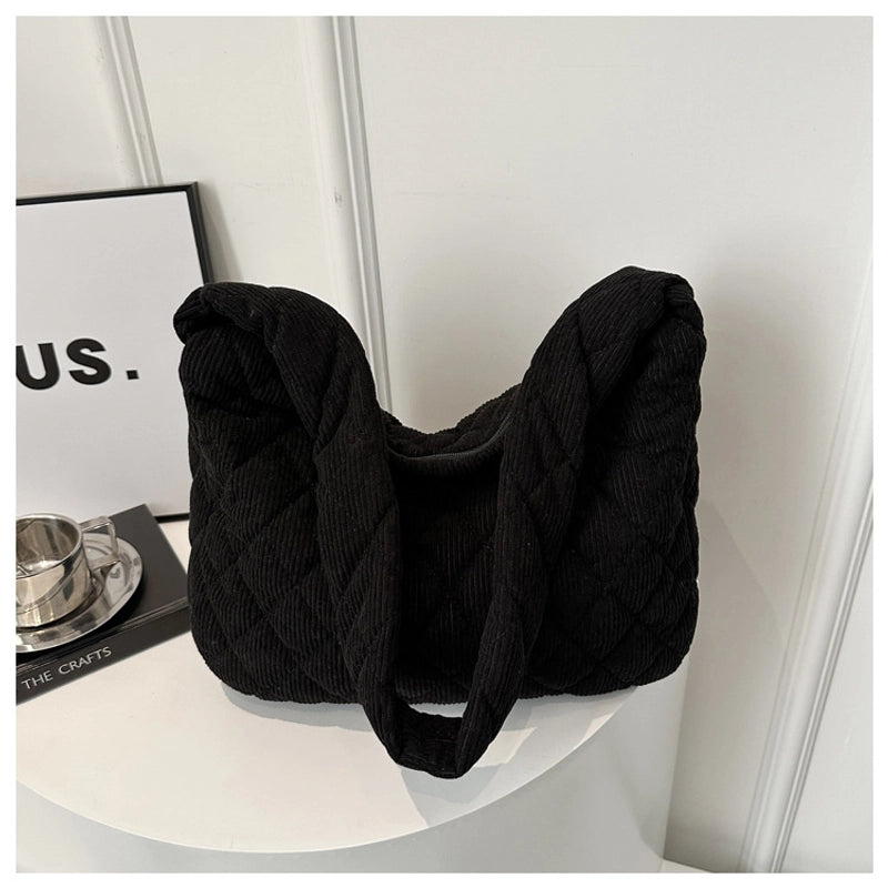 Women's Large Cotton Lingge Streetwear Square Zipper Shoulder Bag