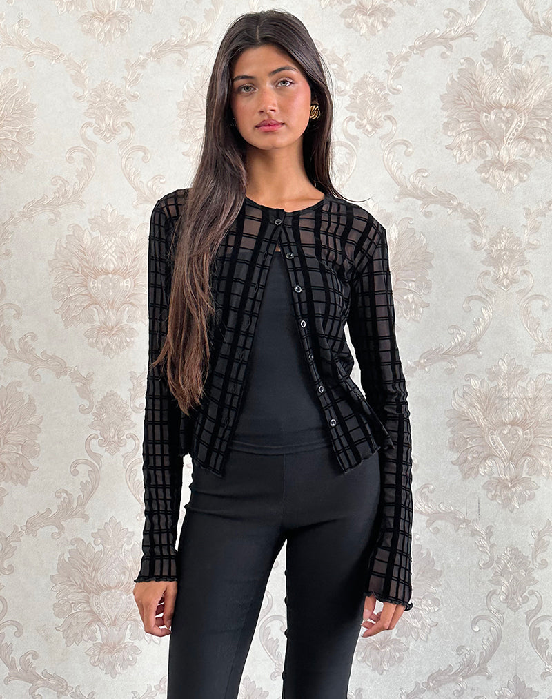 Kahula Shirt in Tonal Check Flock Black