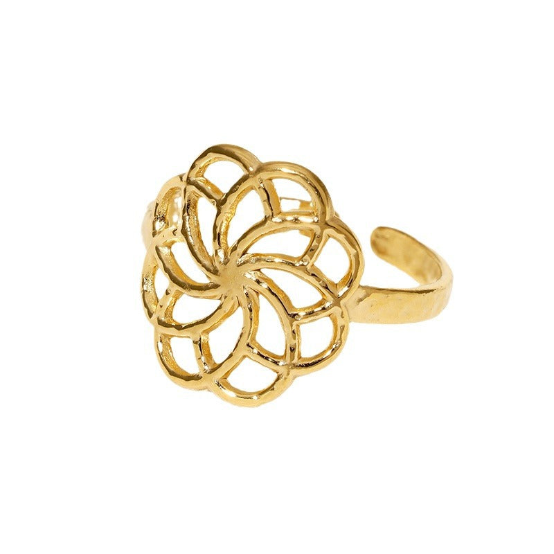 Open Ring Minimalist Flower Stainless Steel Electroplating Rings
