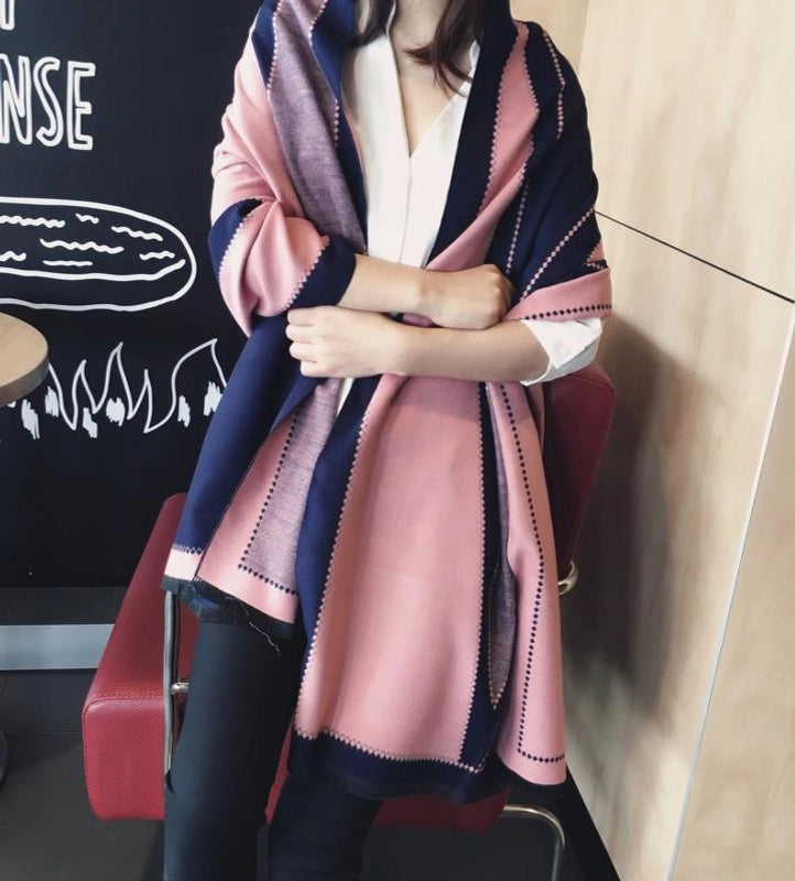 Scarf Women's Autumn And Winter Shawl Thickened Warm Neck Double-sided Extra Large Office Dual-use Long New