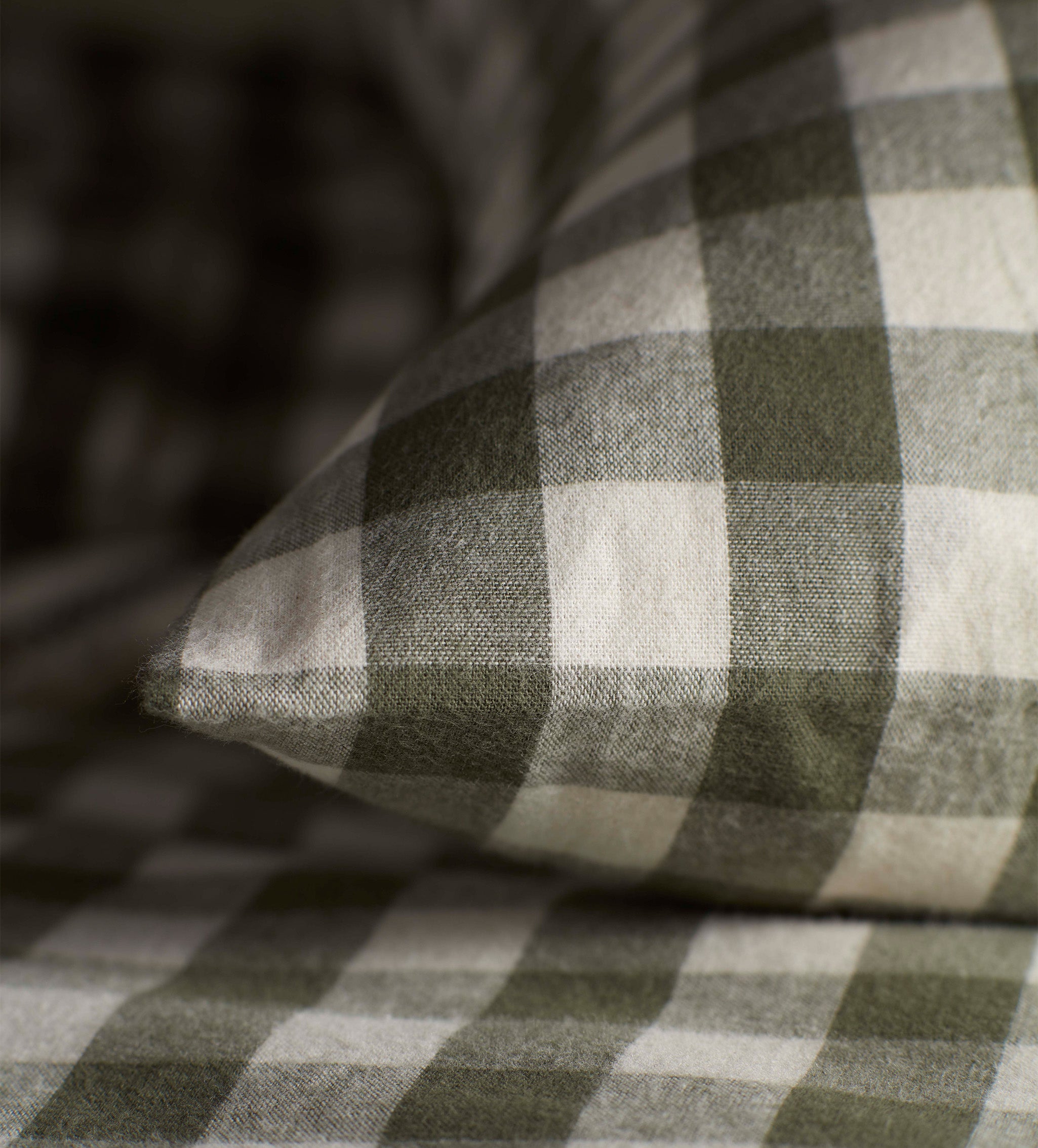Olive Green Gilbert Gingham Brushed 100% Organic Cotton Pillowcase