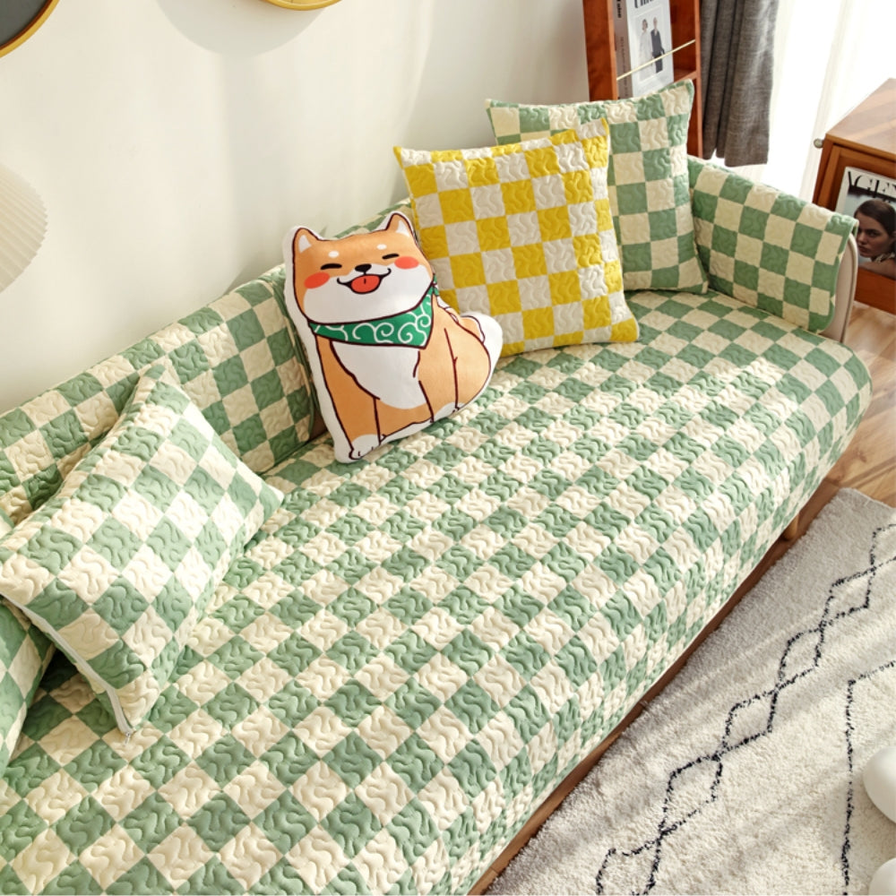 Colorful Checkerboard Anti-scratch Furniture Protector Couch Cover