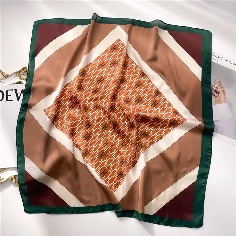 Women's Elegant Minimalist Color Block Polyester Printing Silk Scarf