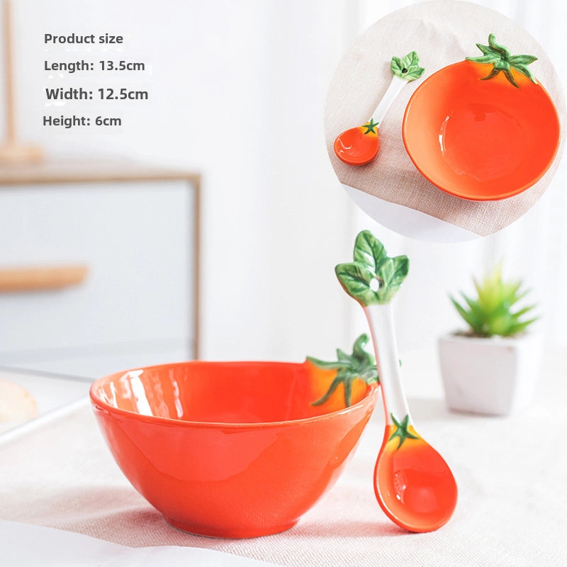 Creative Ceramic Bowl Fruit Bowl Vegetable Salad Bowl Children's Bowl Student Bowl Dessert Bowl Household Tableware