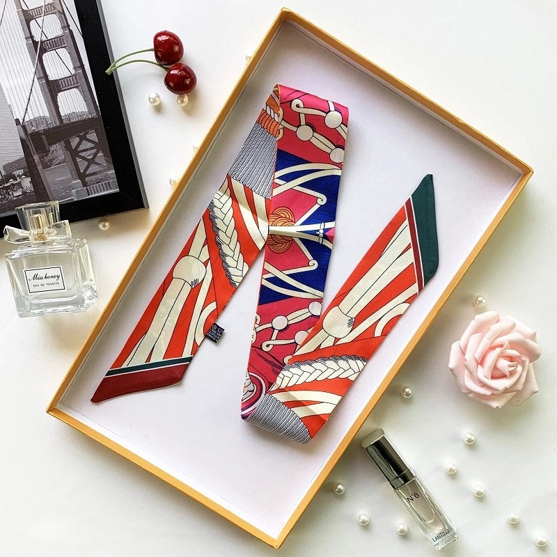 Women's Minimalist Flower Satin Printing Silk Scarf