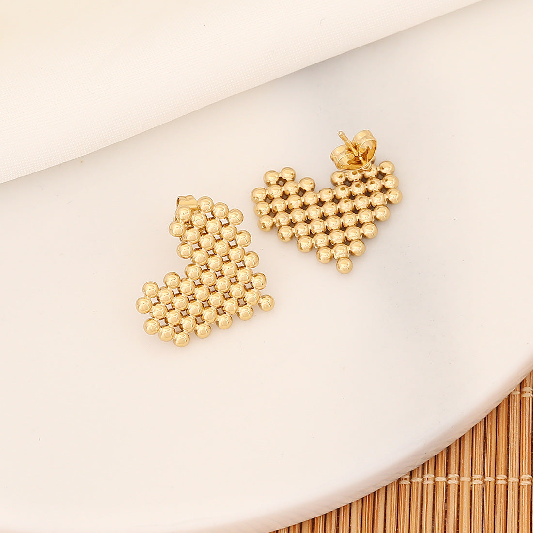 Expressive Quadrilateral Triangle Heart Geometric Stainless Steel Electroplating Stud Earrings