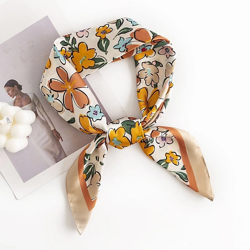 Women's Sweet Color Block Polyester Printing Silk Scarf