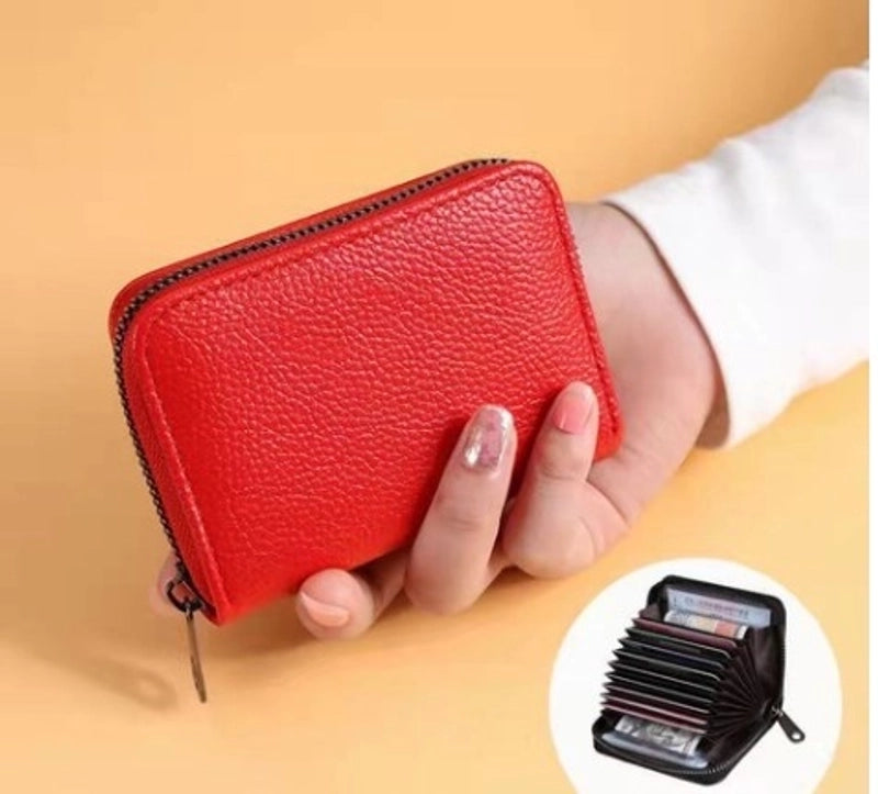 Unisex Solid Color Pu Leather Zipper Card Holders