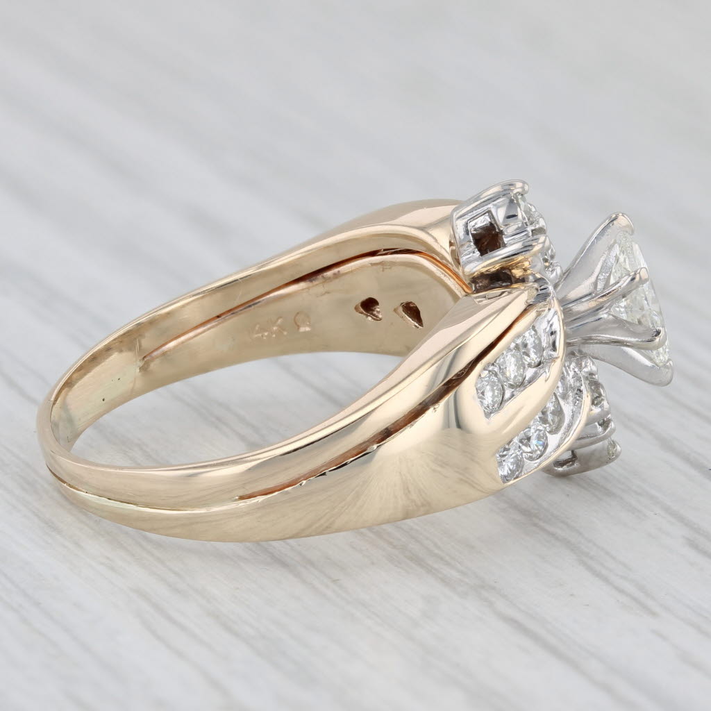 0.87ctw Marquise Diamond Engagement Ring 14k Yellow Gold Size 9