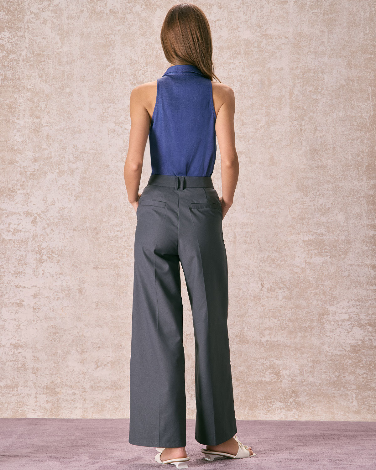 The Navy Button Front Sleeveless Shirt
