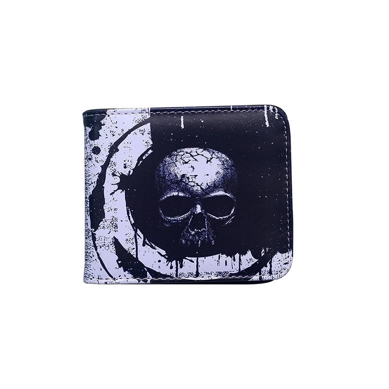 Men's Skull PVC Open Small Wallets