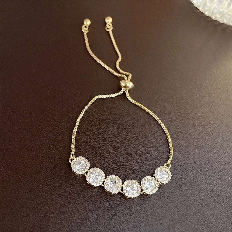 Minimalist Heart Shape Copper Inlay Zircon Bracelets