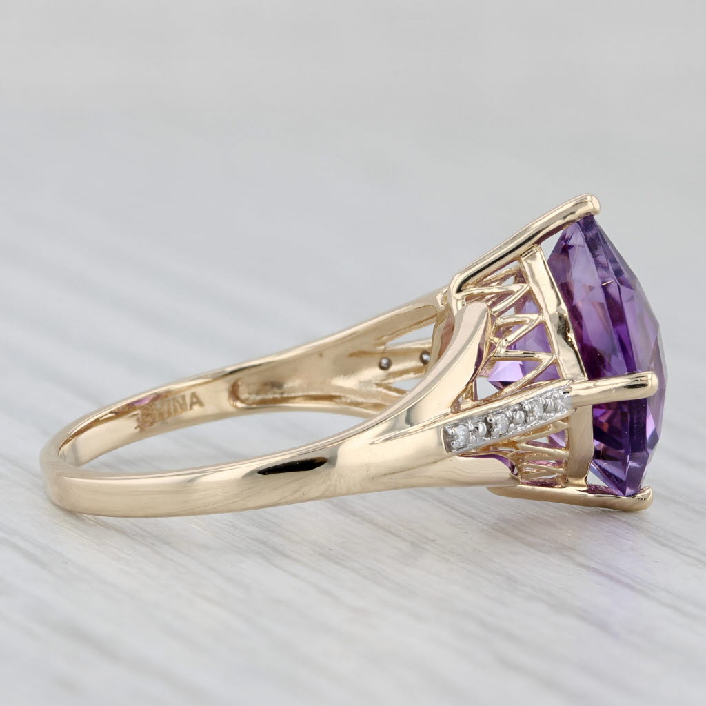 6.94ctw Amethyst Diamond Ring 14k Yellow Gold Size 10.25