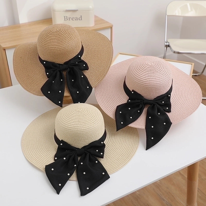 Women's Minimalist Classic Style Color Block Wide Eaves Straw Hat