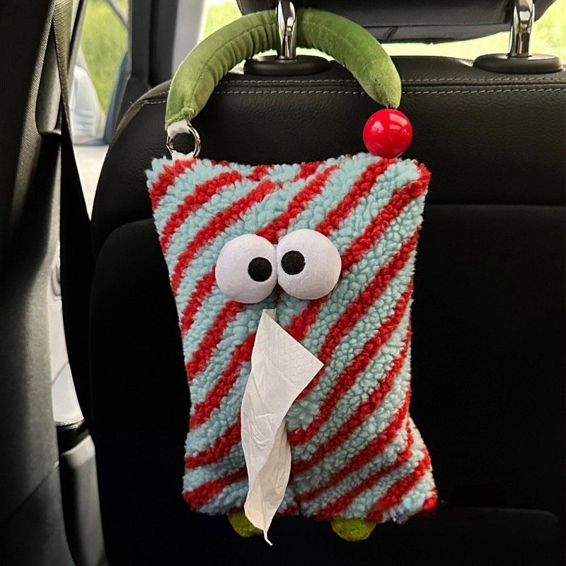 Cartoon Plush Monster Hanging Car Tissue Box