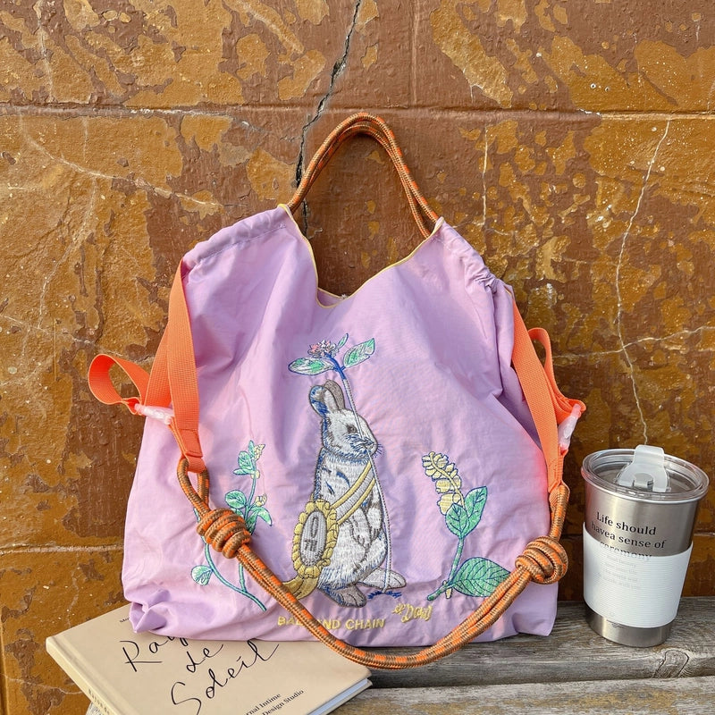 Women's Medium Polyester Animal Plant Streetwear Square Open Shopping Bags