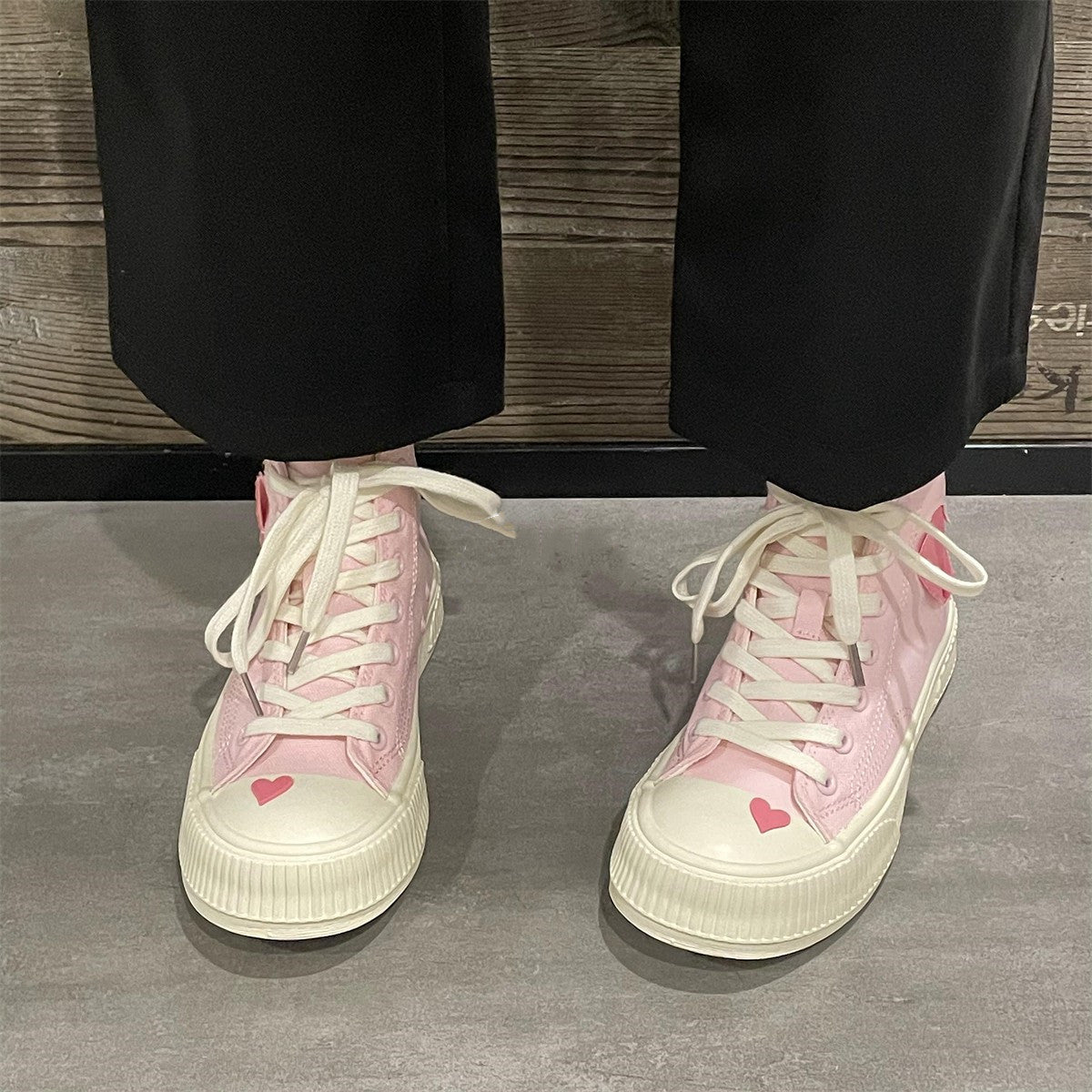 Pink High Top canvas shoes  KF83531
