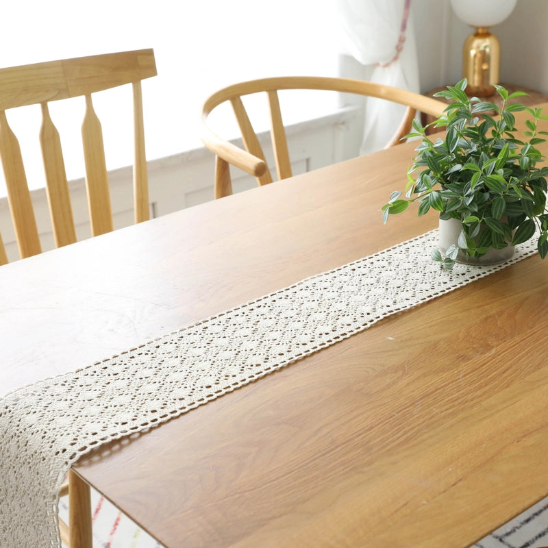 Country Handmade Crochet Table Runner Tablecloth Table Towel Tea Table Towel Cotton Cotton Linen Art