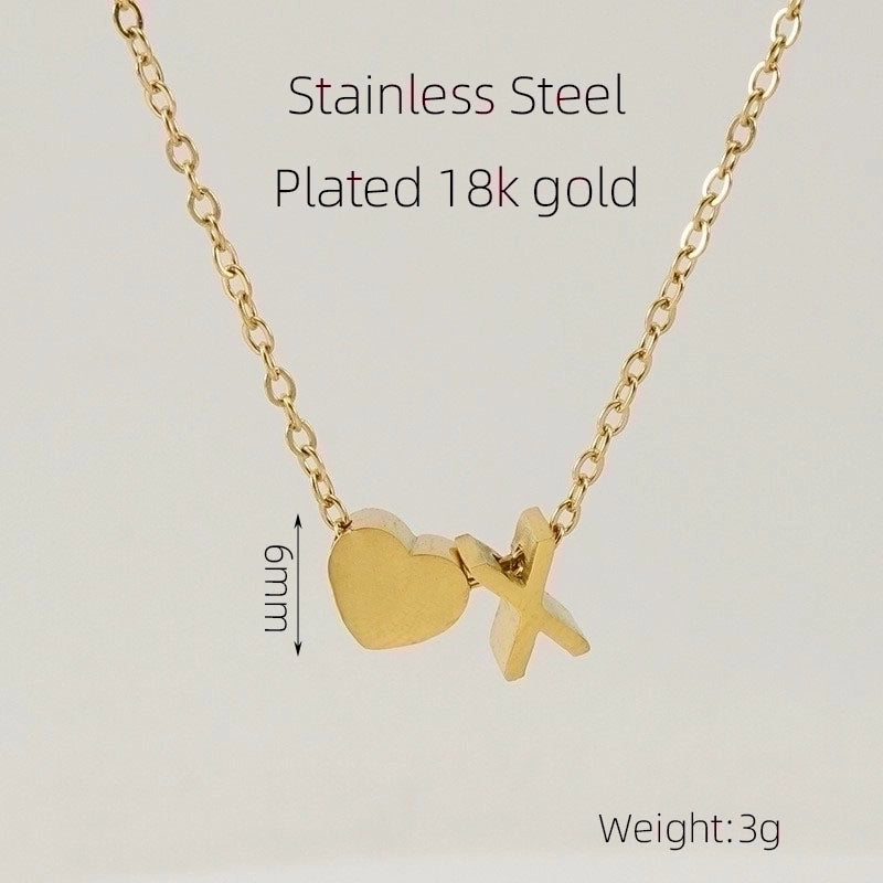 304 Stainless Steel 18K Gold Plated Casual French Style Plating Letter Heart Shape Pendant Necklace
