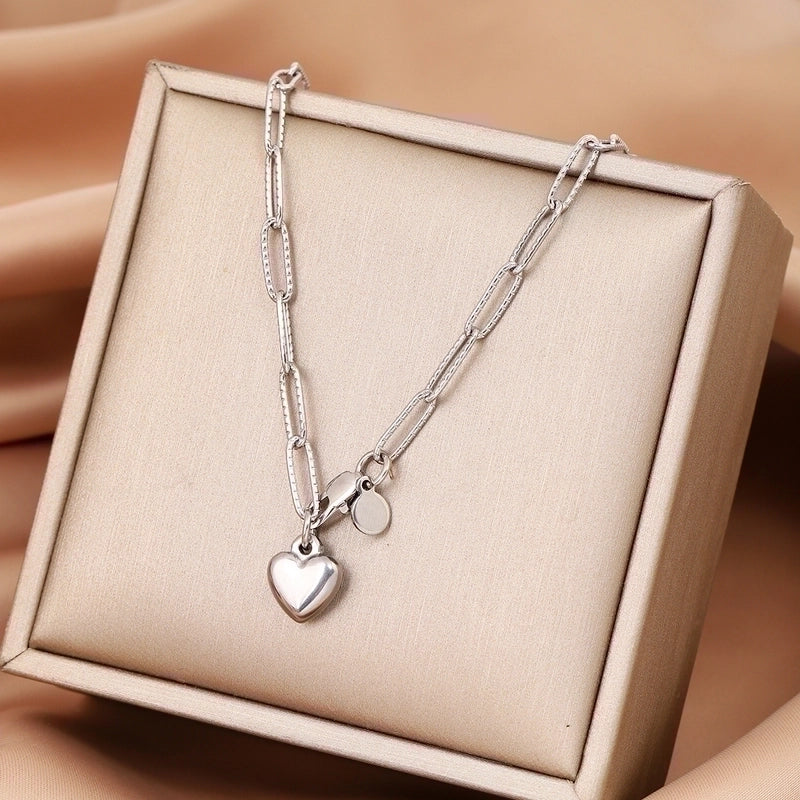 Romantic Heart Shape 304 Stainless Steel 18K Gold Plated Handmade Pendant Necklace
