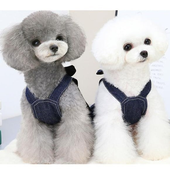 Bowknot Denim Dog Harness Dress/Shirt