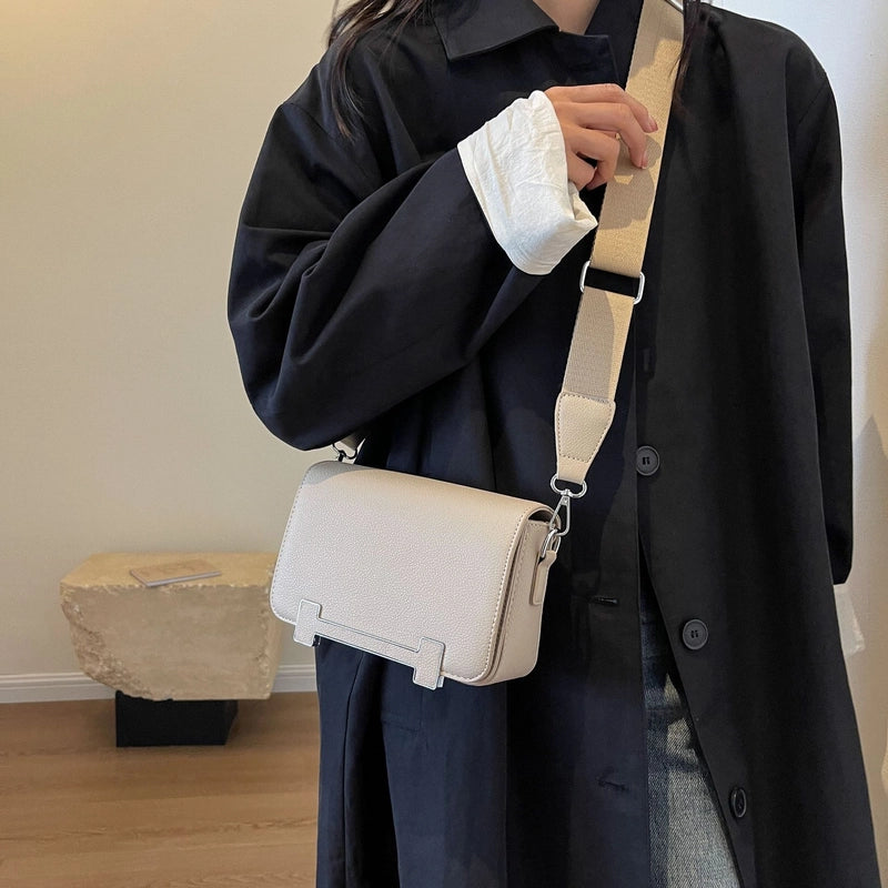 Women's Small Pu Leather Solid Color Elegant Square Magnetic Buckle Shoulder Bag Crossbody Bag