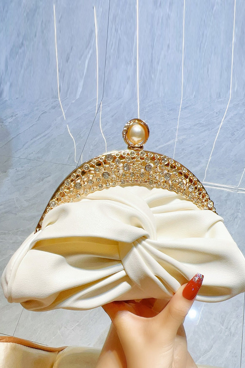 Celebrities Solid Color Ruched Rhinestone Decor Bags