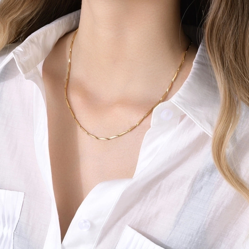 201 Stainless Steel 18K Gold Plated Minimalist Plating Solid Color Necklace