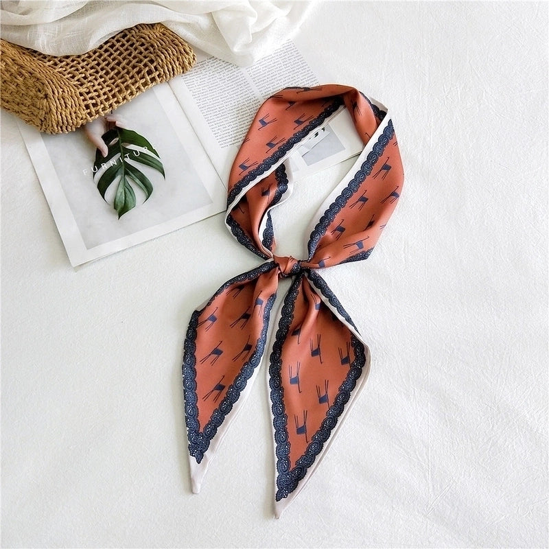 Women's Sweet Polka Dots Heart Shape Butterfly Polyester Satin Printing Silk Scarves
