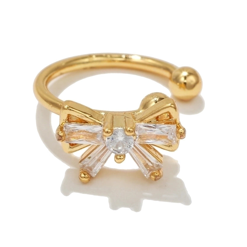 Glam Pentagram Brass Plating Zircon Ear Clips 1 Piece
