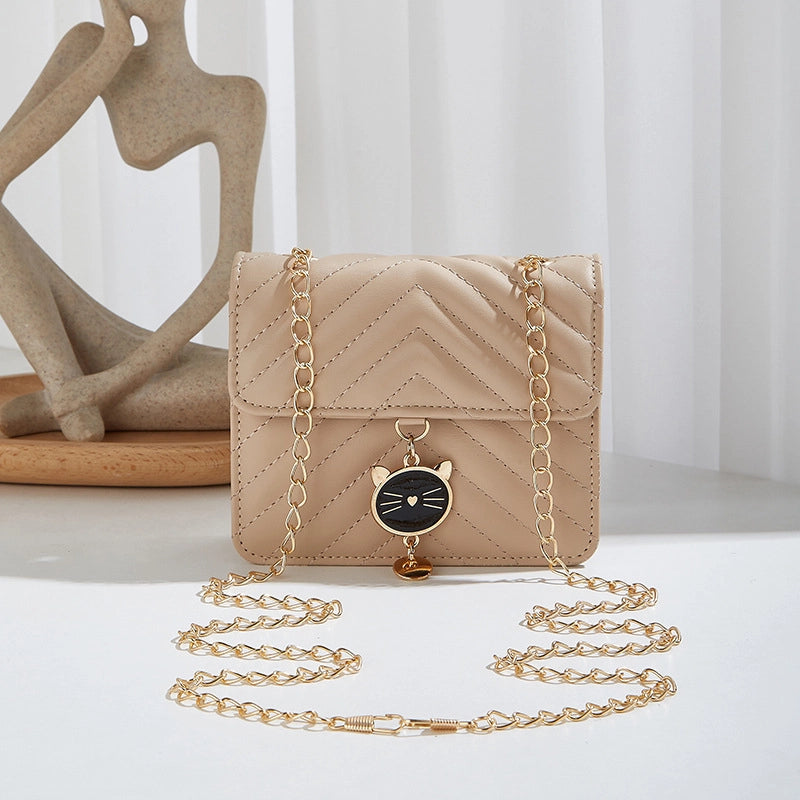 Women's Pu Leather Solid Color Preppy Style Square Flip Cover Shoulder Bag