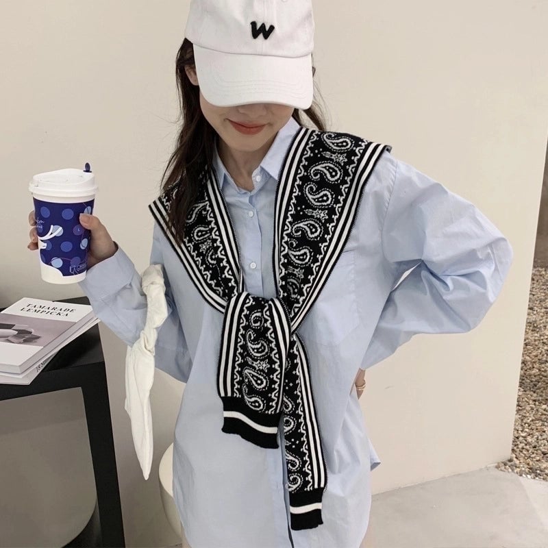 Unisex Sweet Color Block Stripe Knit Scarf