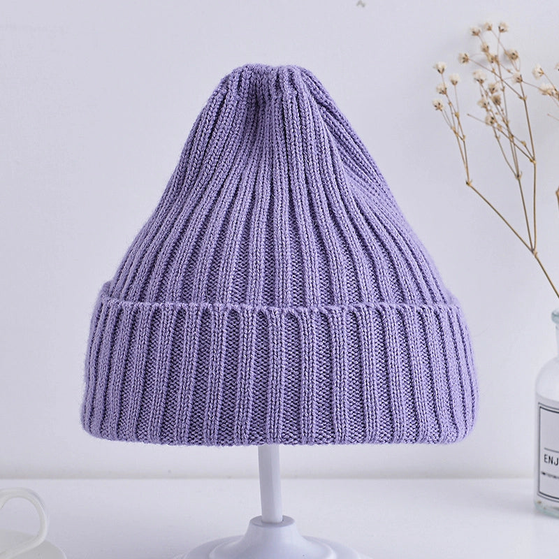Korean Style Children's Knitted Hat Spring And Autumn Candy Color Baby Kids Boys And Girls Baby Wool Autumn And Winter Fashion