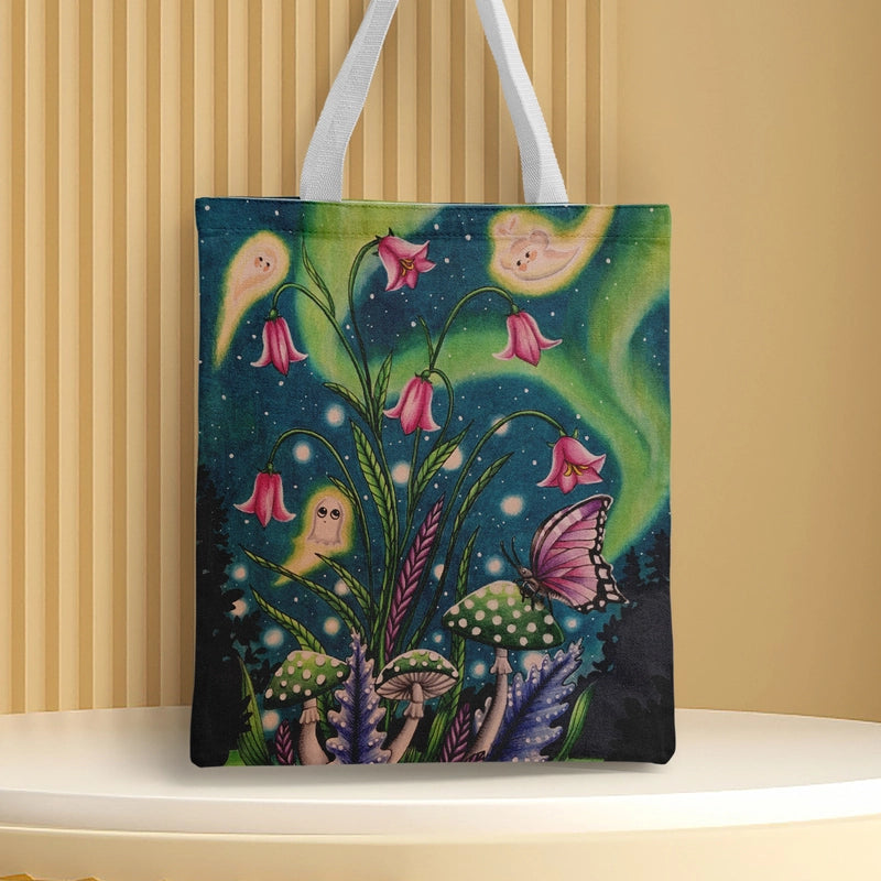 Women's Medium Canvas Frog Basic Classic Style Square Open Canvas Bag