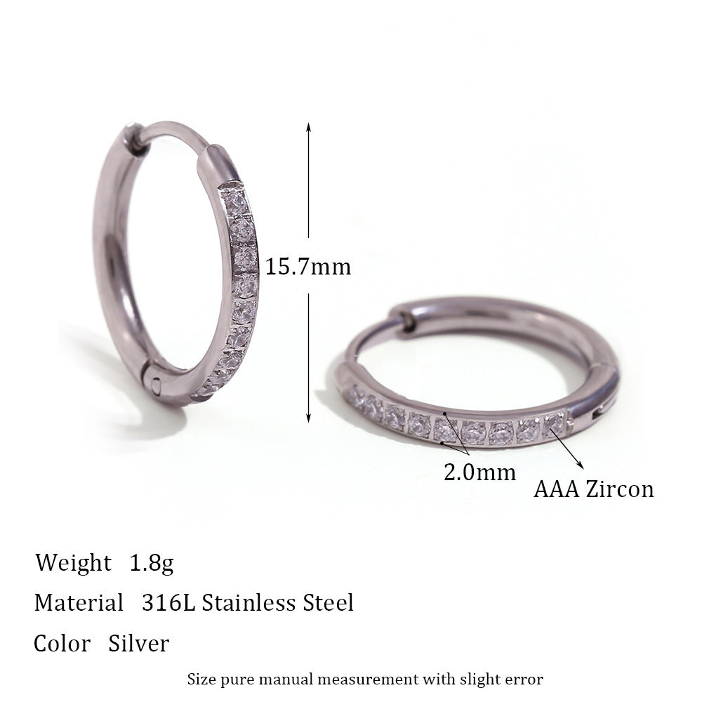 Fashion Round Geometric Stainless Steel 18K Gold Plated Earrings