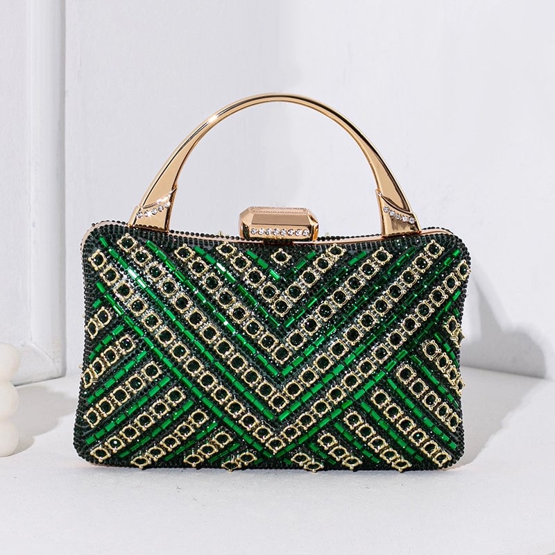Silver Gold Red Nylon Color Block Square Evening Bags