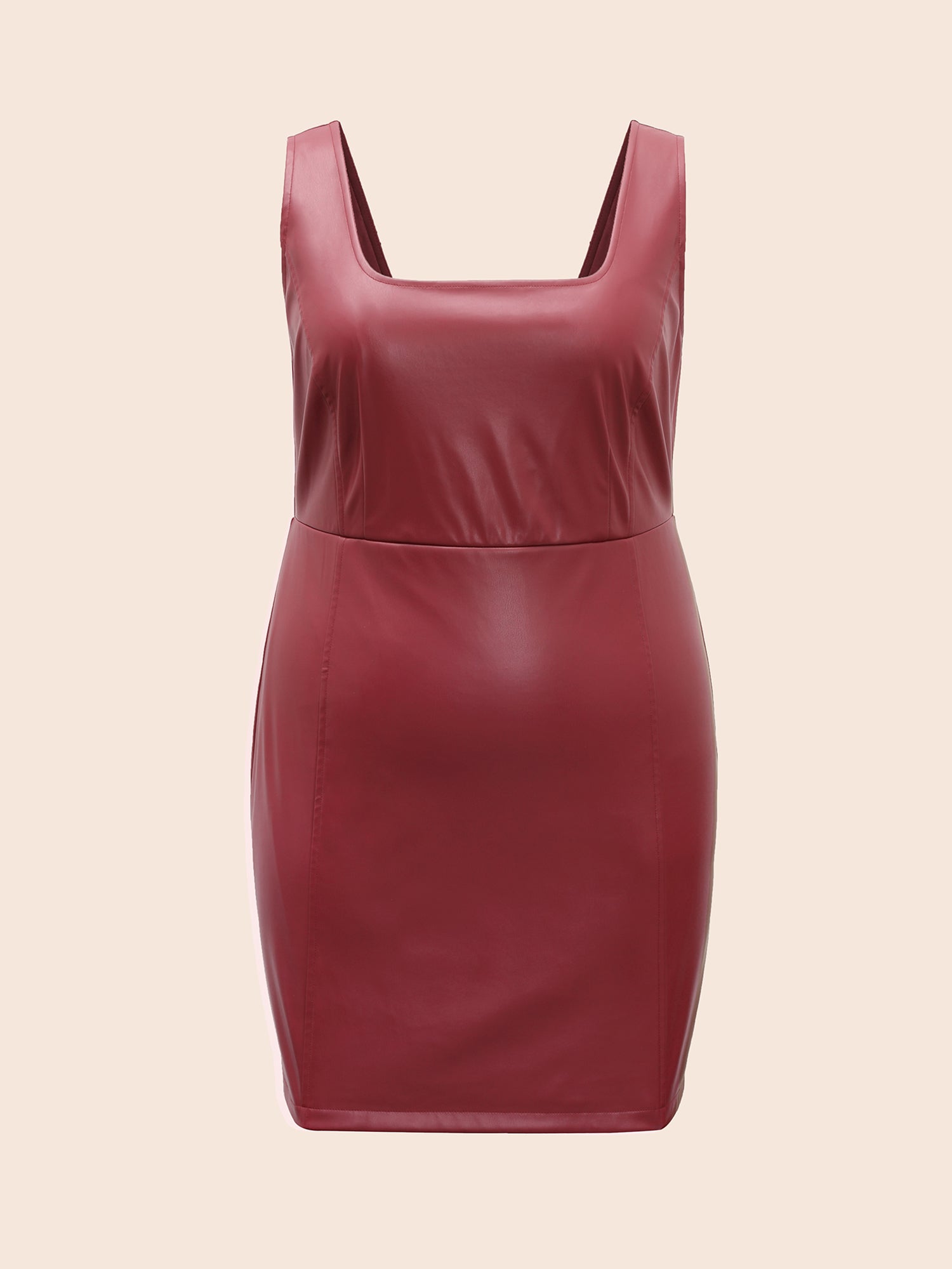 Solid PU Leather Bodycon Dress