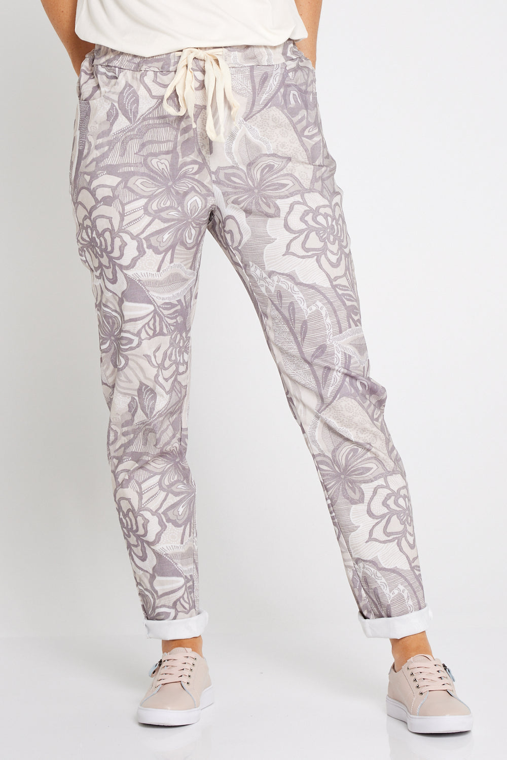 Beth Pants - Taupe Floral