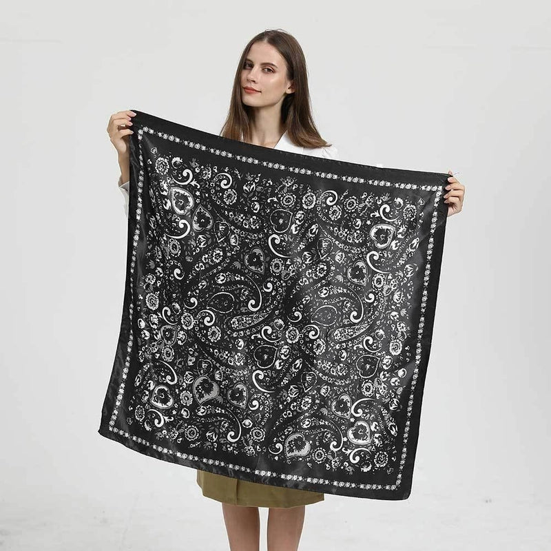 Women's Elegant Letter Plaid Polka Dots Satin Printing Silk Scarf