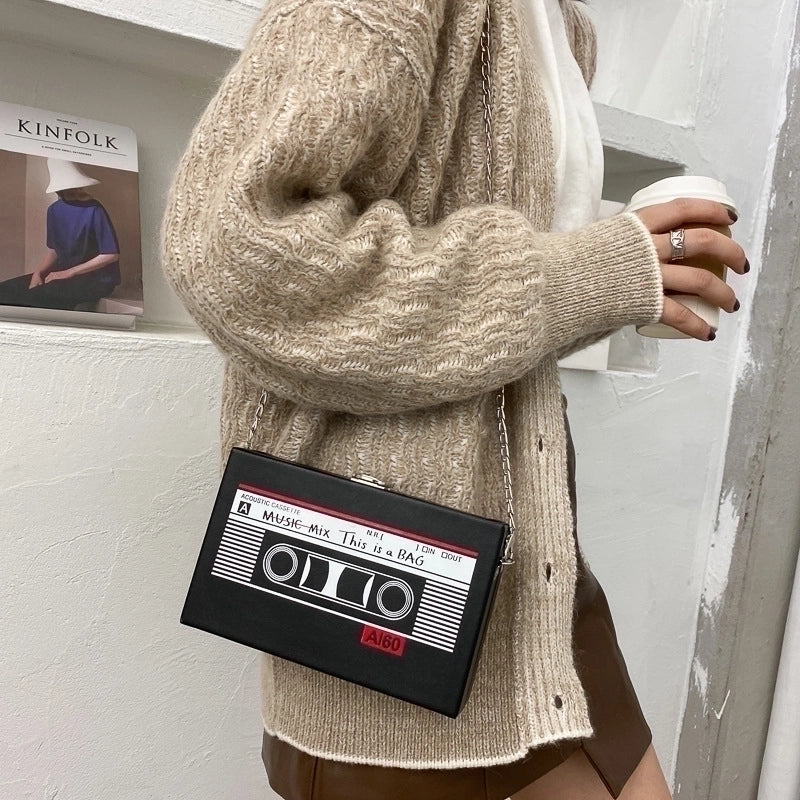 Women's Small Pu Leather Letter Fashion Square Lock Clasp Square Bag