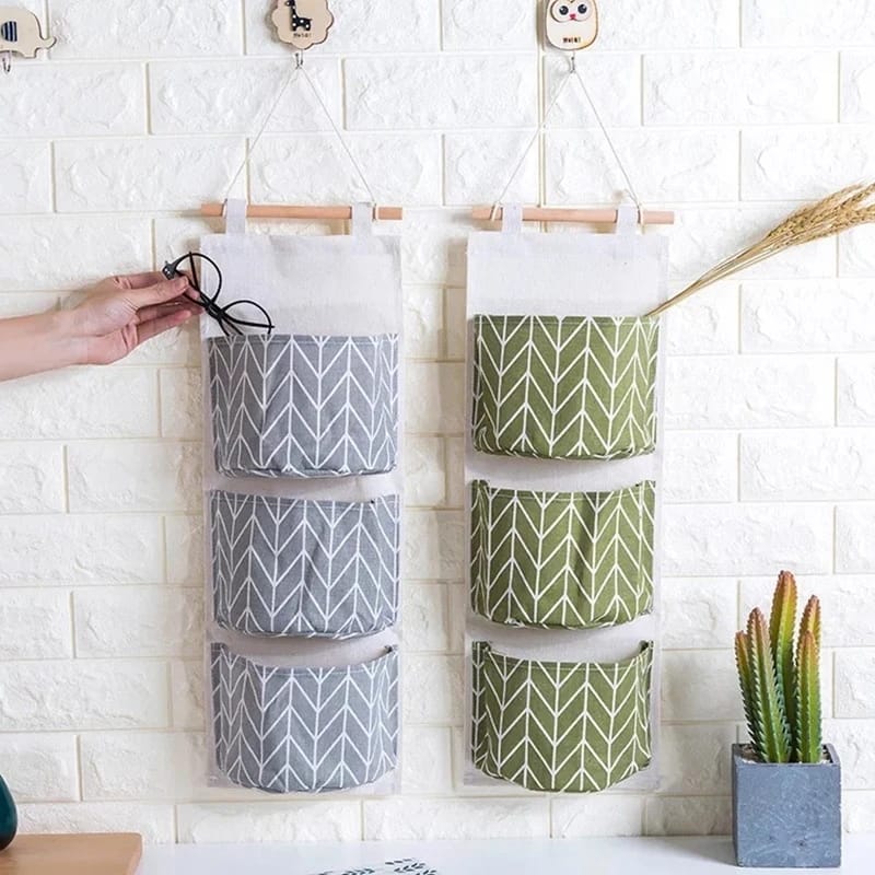 3 Pocket Hanging Storage Bag. Wall Pocket Hanging Holder