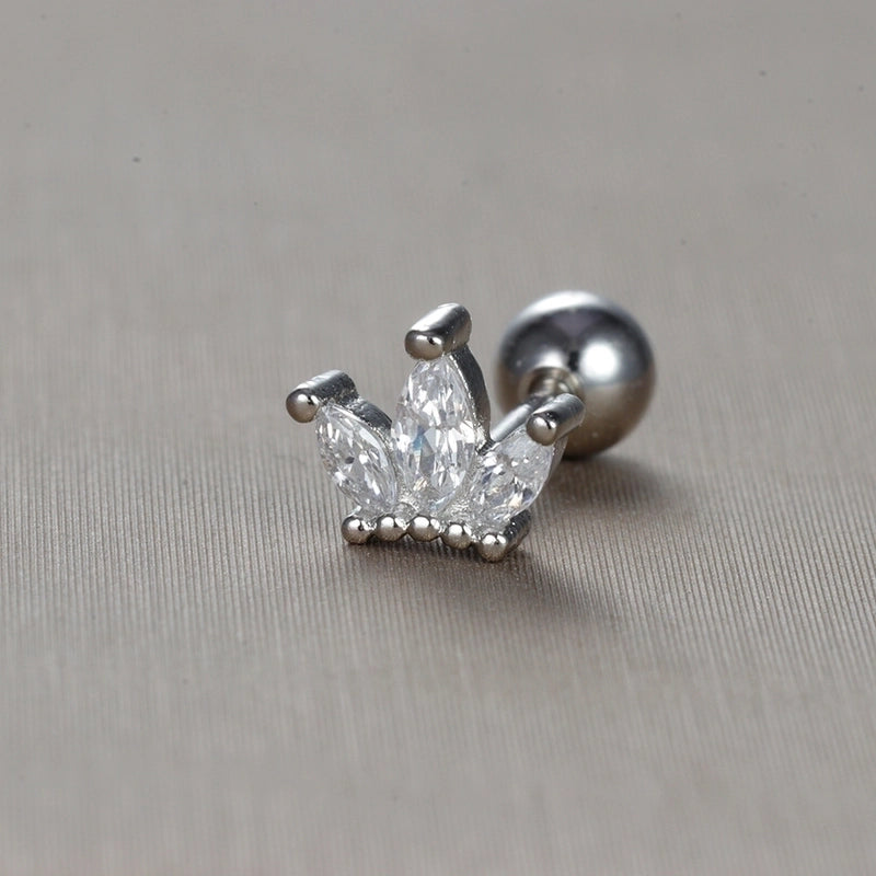 1 Piece Minimalist Star Heart Shape Crown Plating Inlay Stainless Steel Zircon Ear Studs