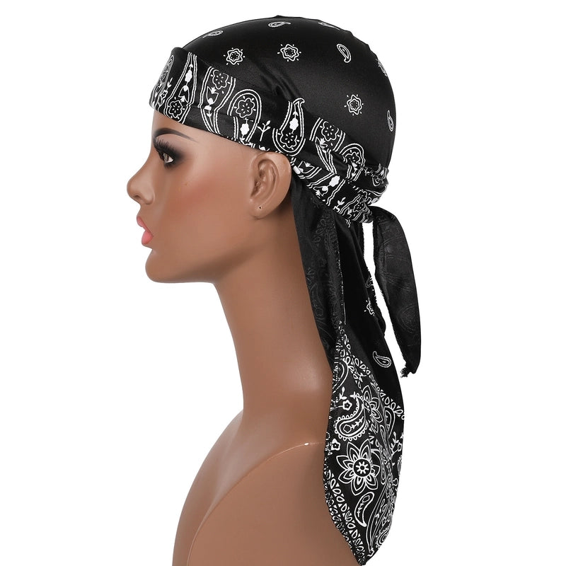 Explosions Amoeba Imitation Silk Long Tail Pirate Hat Baotou Hat Hip Hop Cloak Hat DURAG