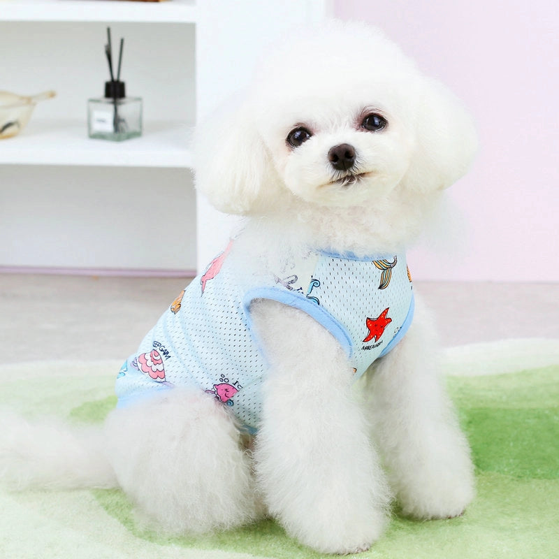 New Pet Clothes Teddy Bear Small And Medium Dog Clothes Comfortable Breathable Marine Mesh Vest
