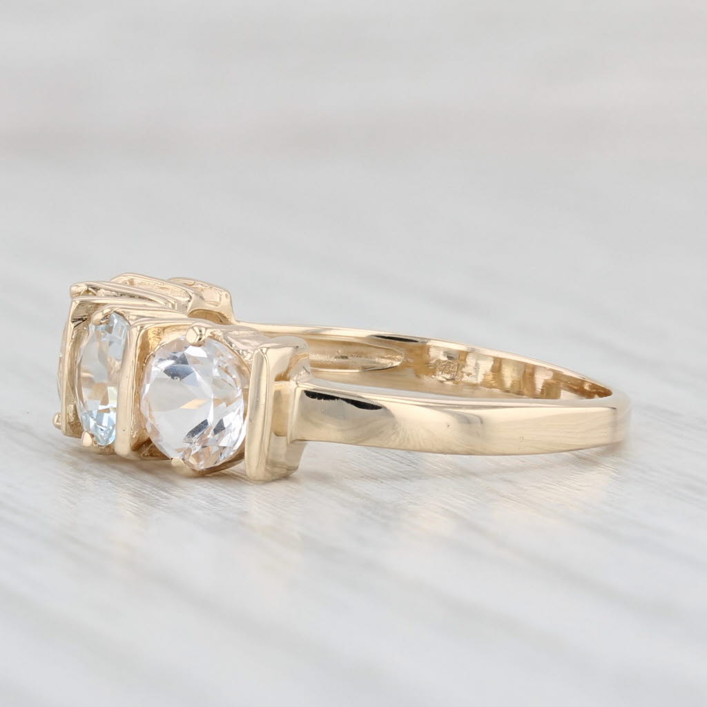1.80ctw Morganite Aquamarine Heliodore Ring 14k Yellow Gold Size 7