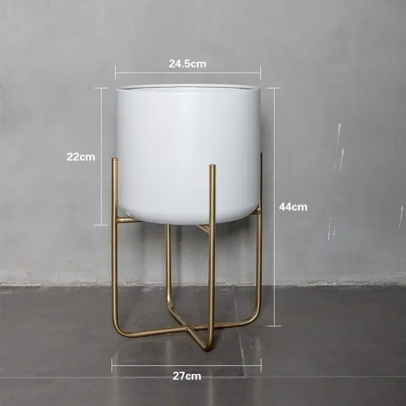 Nordic Wind Indoor Floor Type Flower Rack Gold Iron Art Storage Shelf Home Balcony Plant Decoration Flowerpot Stand