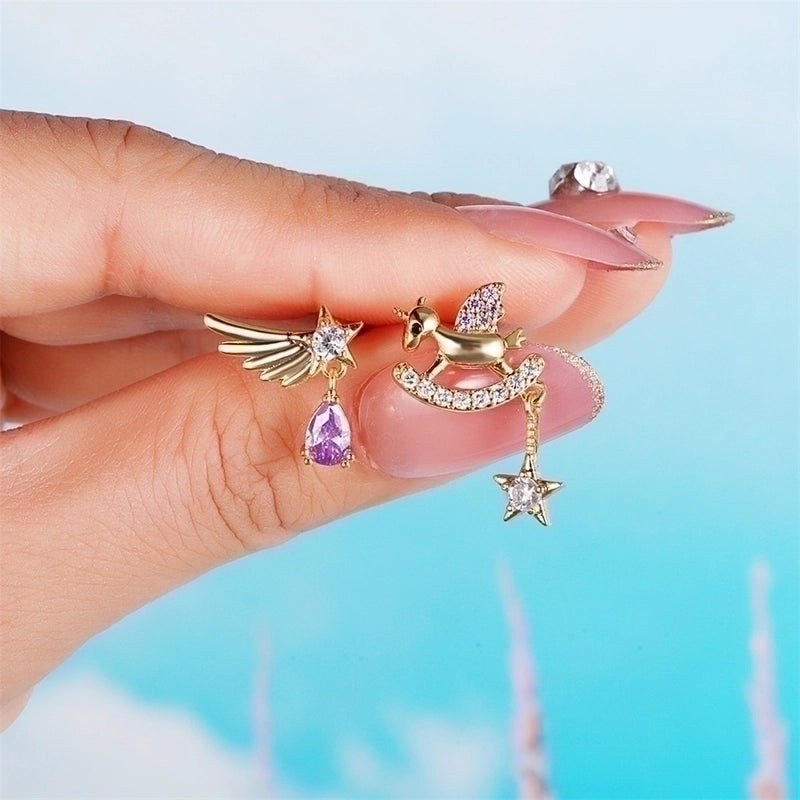 Fashion Geometric Brass Plating Zircon Ear Studs 1 Piece
