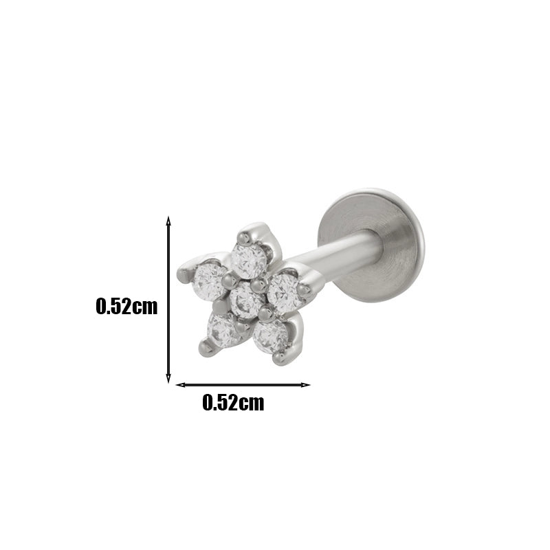 1 Piece Lip Rings Minimalist Heart Shape Flower Butterfly 316L Stainless Steel  Copper Plating Inlay Zircon